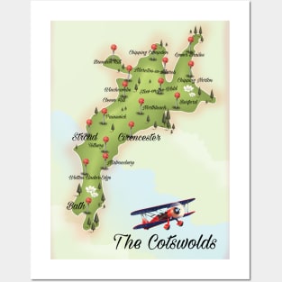 Map Of the Cotswolds England Posters and Art